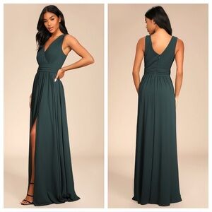 Lulus Thoughts of Hue Emerald Green Surplice Maxi Dress